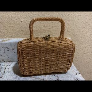 VINTAGE Evening Bag gold woven wire.
